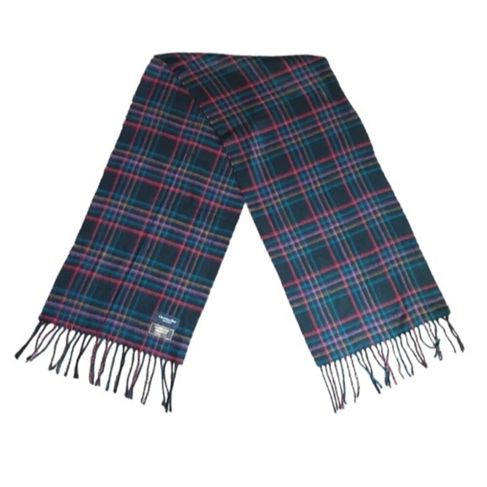 Christian Dior Cashluxe Green Black Plaid Scarf
